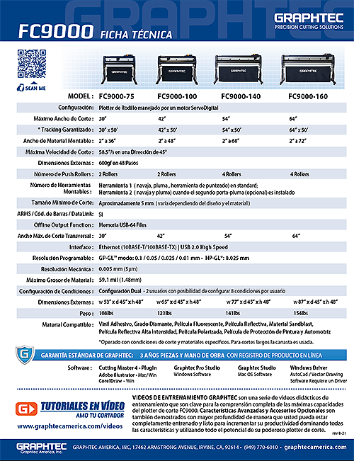 Graphtec FC9000 Spec Sheet